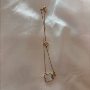 14K Gold and White Clover Bracelet